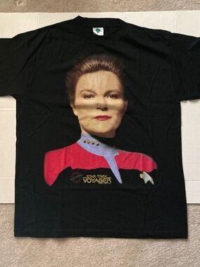 1995 Star Trek Voyager Captain Janeway Shirt T-Shirt Champ XL New Old Stock